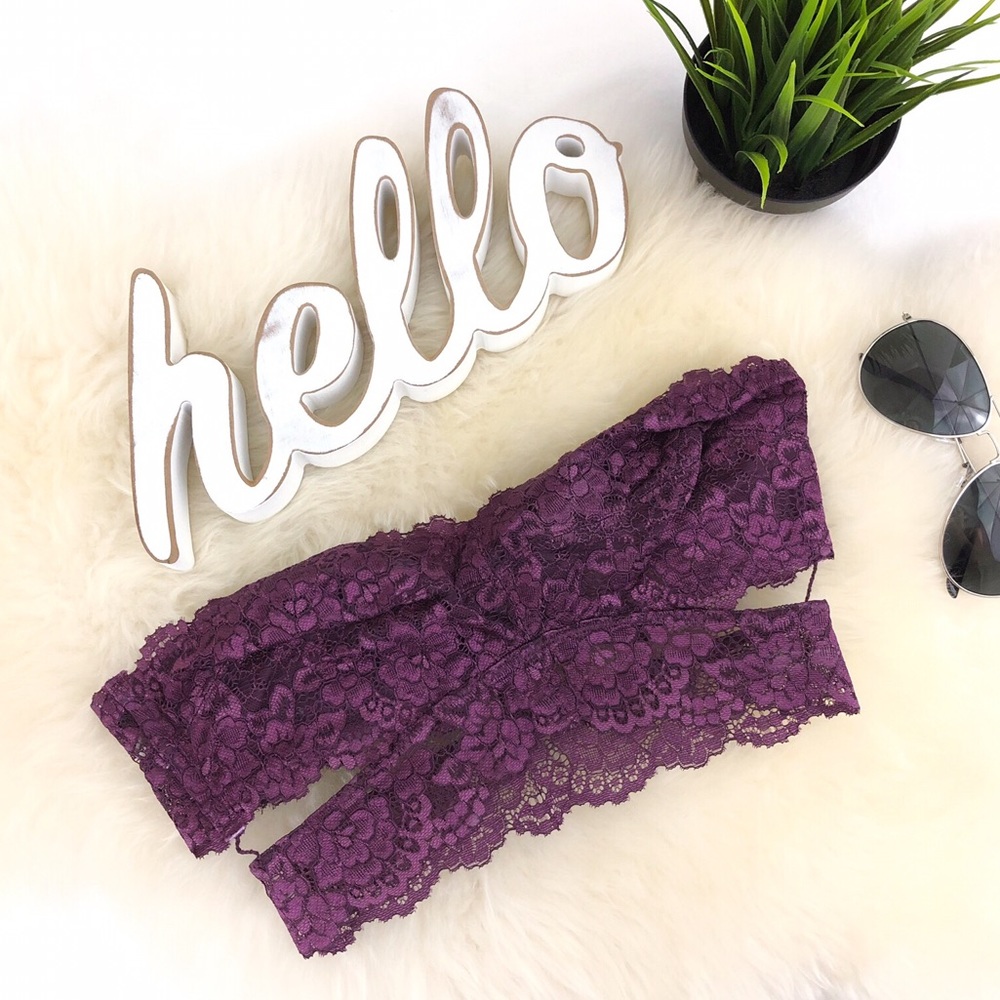 FREE PEOPLE Deep in the Dark Lace Bandeau Bra NWT - Picture 2 of 5